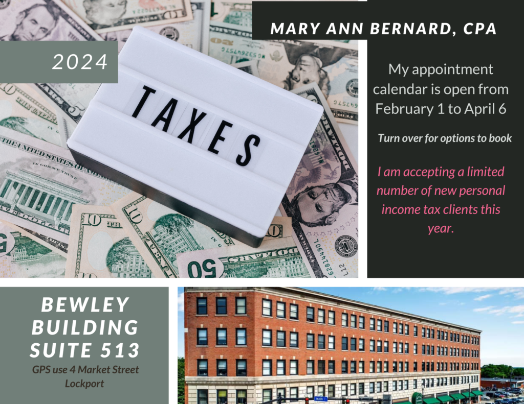 Mary Ann Bernard CPA   2024 Tax Postcard 1024x791 